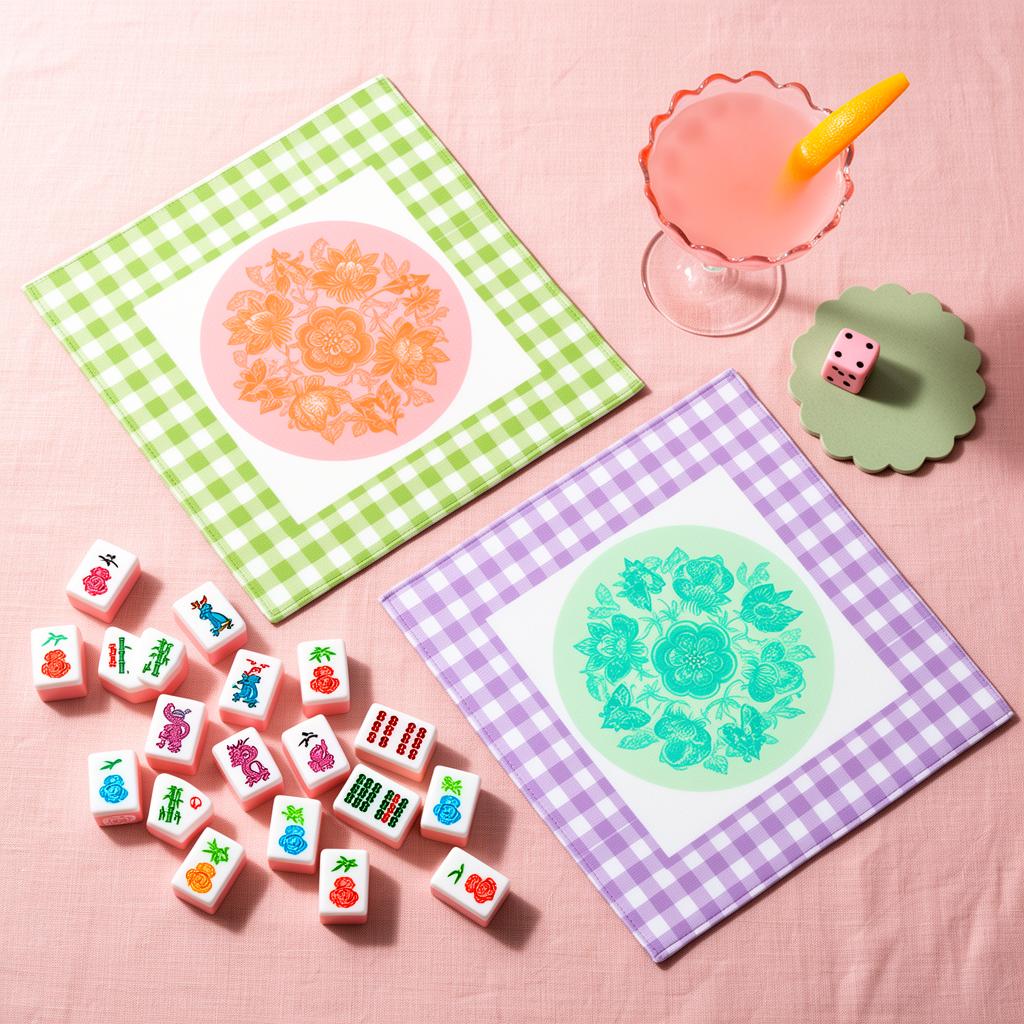 A heirloom mahjong set arranged on a hand-finished mat, ready for an afternoon at the family table